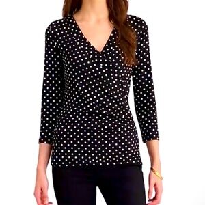Ralph Lauren Polka Dot Wrap Jersey Top NWOT